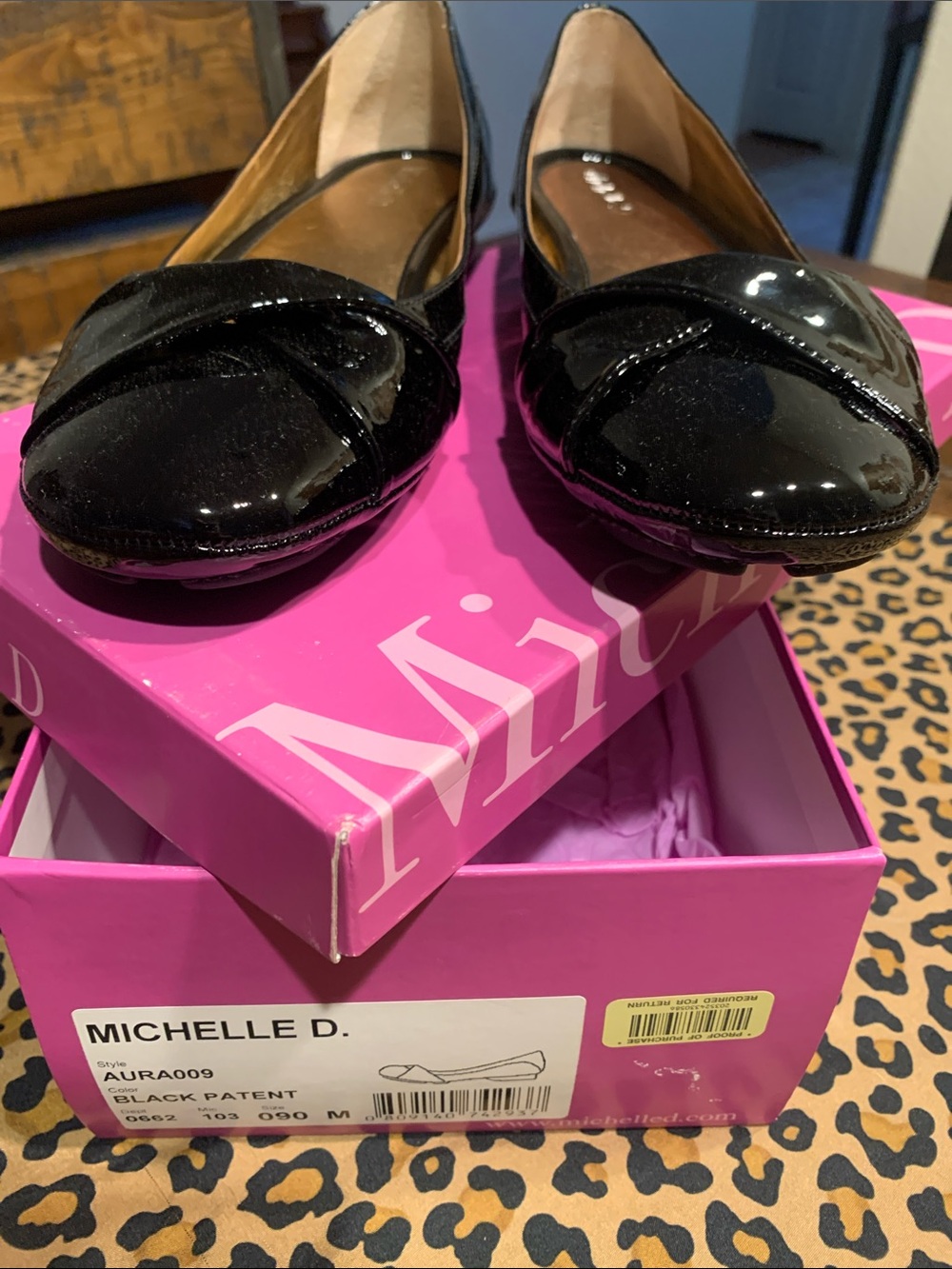 Michelle D Black Patent Fold-Over Ballet Flats